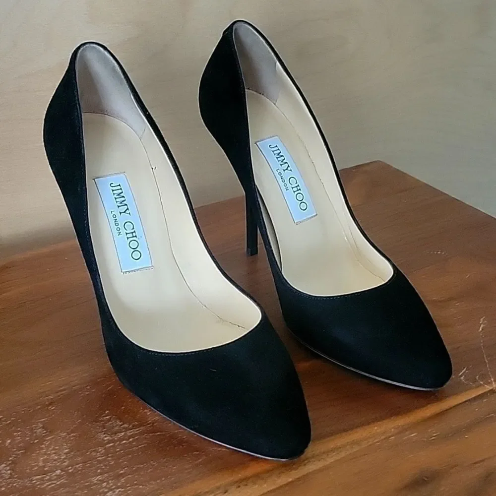 NWT Jimmy Choo Mitchel Mitchell Almond Suede Stiletto Heel 4" Pumps NIB 36.5 6 - Picture 2 of 16